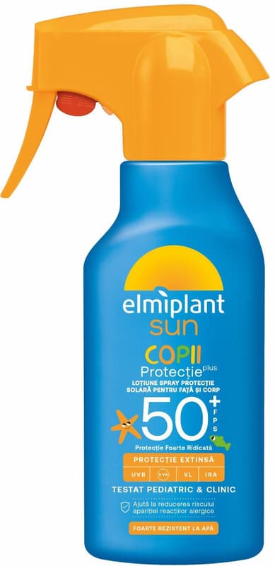 Elmiplant Sun Kids SPF 50+ Lotiune Spray-pulverizator cu protectie solara pentru fata si corp pentru copii