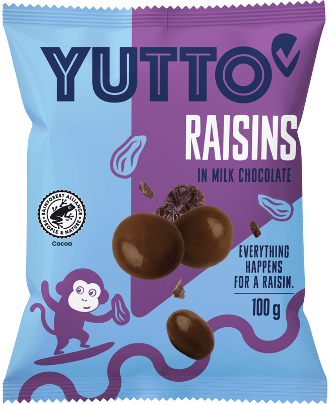 Yutto Stafide invelite in ciocolata cu lapte