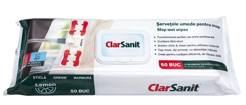 Clarsanit mop wipes with baking soda and vinegar 50pcs
