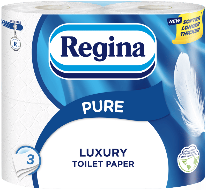 Regina Pure FSC® Hartie igienica, 4 role, 3 straturi, 150 foi