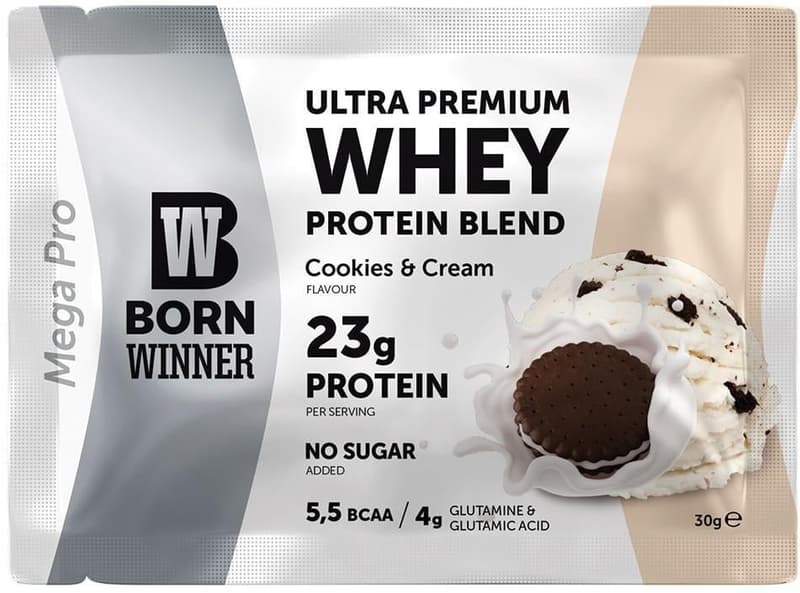 Born Winner Mega Pro Pudra proteica cu gust de inghetata de biscuiti si ciocolata