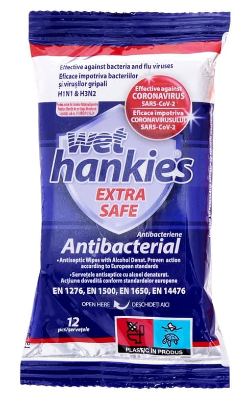 Wet Hankies Extra Safe Servetele umede antibacteriene