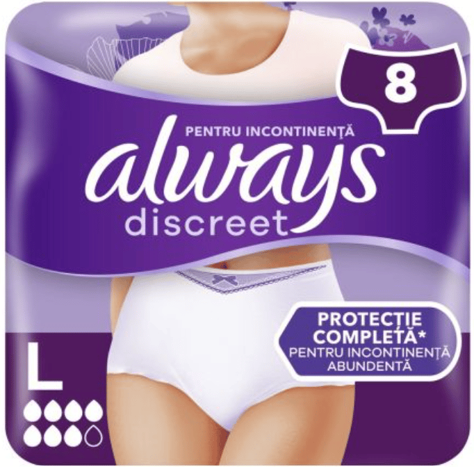 Always Discreet Pants Chiloti pentru incontinenta urinara, marimea L