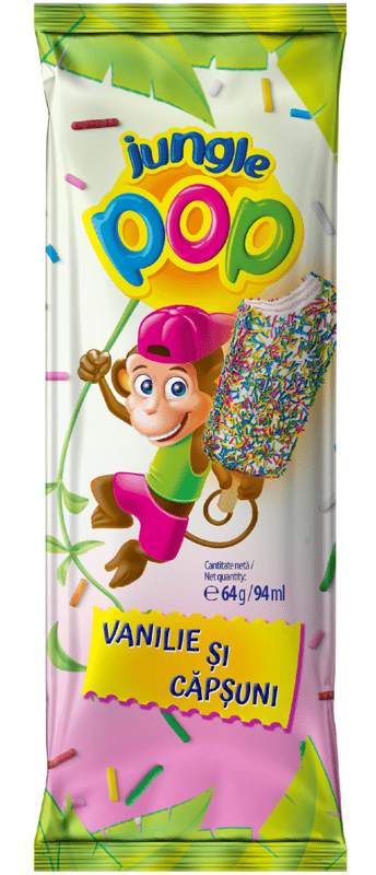 Jungle Pop Ingheatata pe bat cu vanilie, capsuni si bombonele colorate
