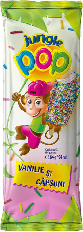 Jungle Pop Ingheatata pe bat cu vanilie, capsuni si bombonele colorate