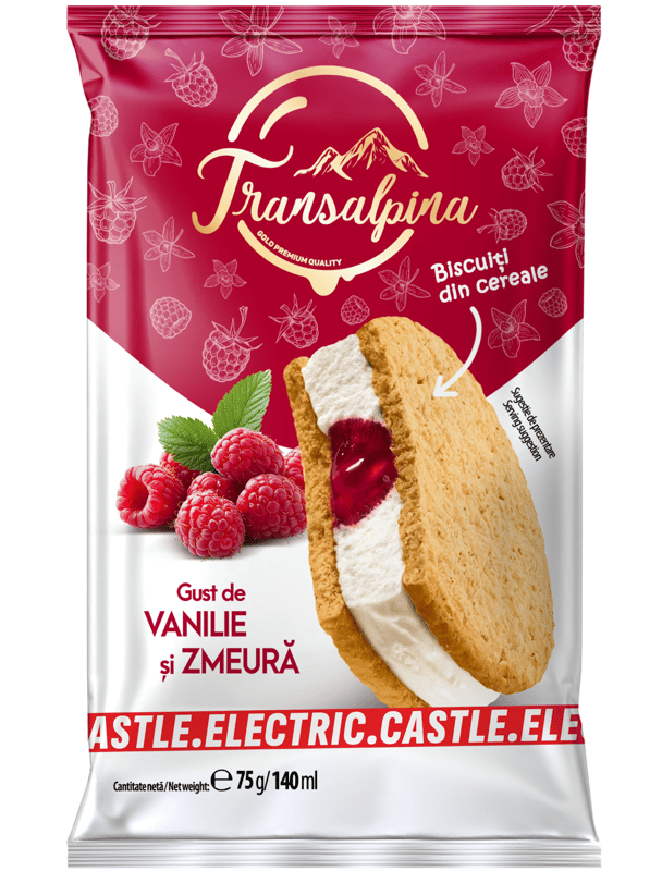 Transalpina Inghetata sandwich cu vanilie si zmeura