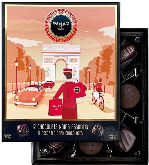Maxim's de Paris "by Le Manoir" selectie de 12 bomboane de ciocolata neagra