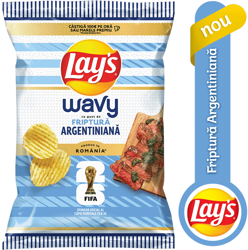 Lay's Wavy Chipsuri ondulate din cartofi cu gust de friptura de vita la gratar