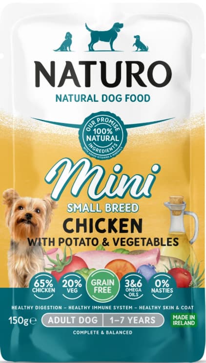 Naturo Hrana umeda pentru caini adulti, talie mini, cu pui, cartof si legume