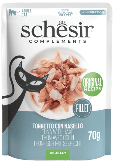 Schesir Wet cat food, tuna and hake in jelly