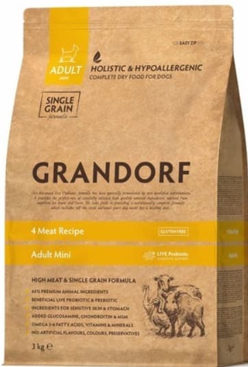 Grandorf Hrana uscata pentru caini rase mici, cu 4 tipuri de carne