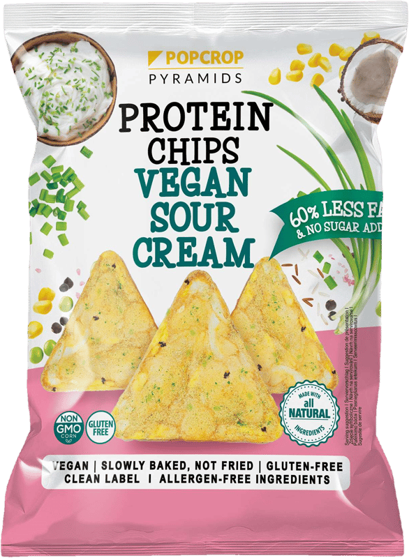 Popcrop Chips-uri cu proteina din mazare si aroma de smantana, fara gluten