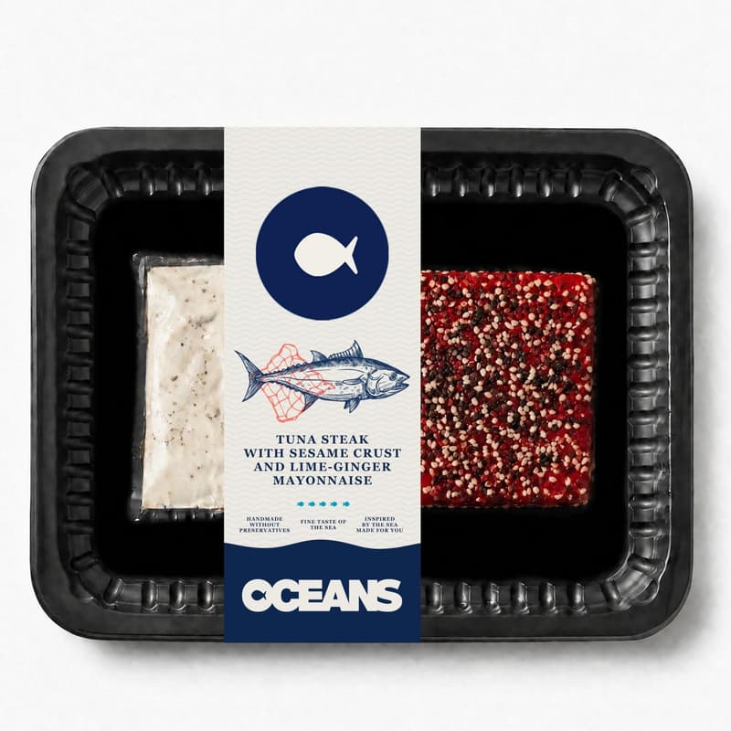 OCEANS Friptura de ton cu crusta de susan si maioneza de lime și ghimbir