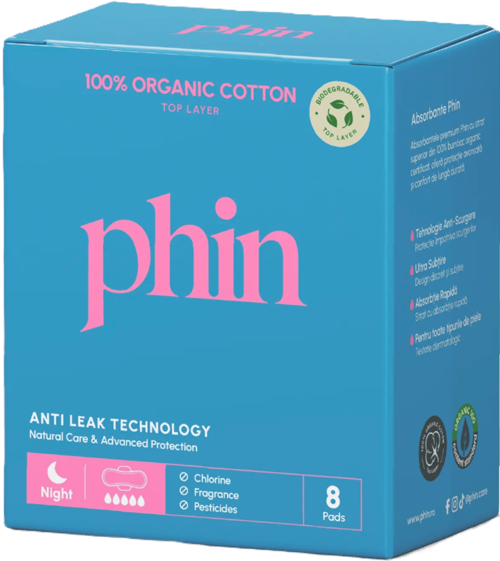 Phin Absorbante de noapte din bumbac organic