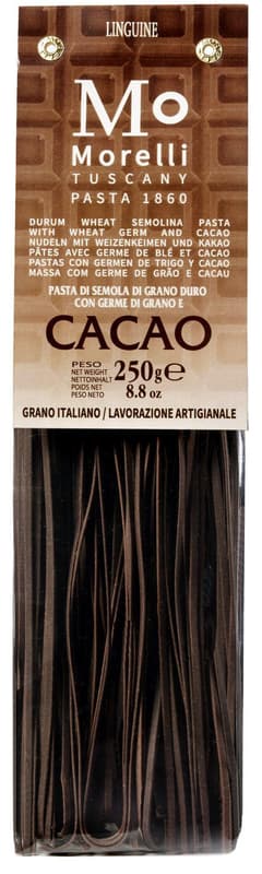 Morelli paste artizanale Linguine, cu faina semola din grau dur, germeni de grau si cacao