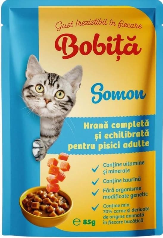 Bobita Plic hrana umeda pentru pisica adult, somon