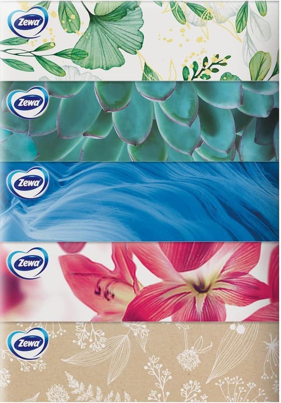 Zewa Deluxe Design Servetele faciale, 3 straturi, 5 cutii cu 90 bucati