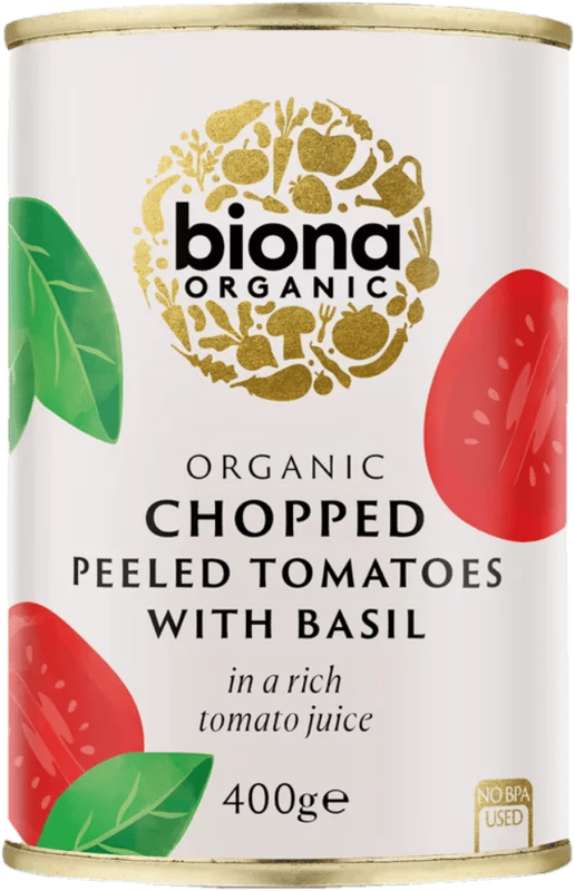 Biona ECO Rosii decojite maruntite cu busuioc la conserva