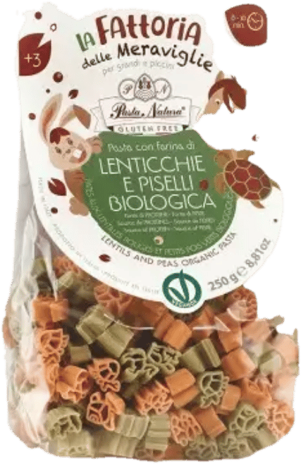 Pasta Natura ECO Paste pentru copii cu faina de linte rosie si mazare verde