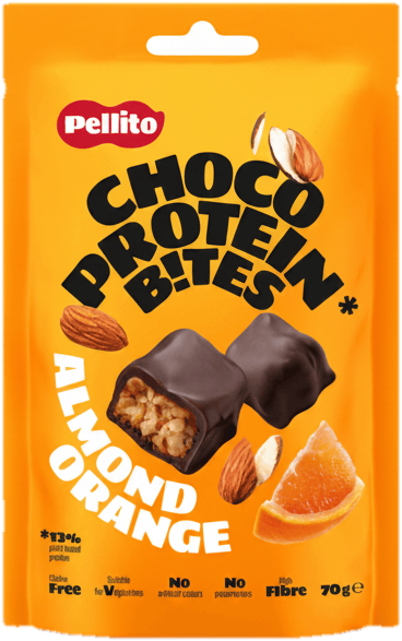 Pellito Cuburi proteice cu ciocolata migdale si portocala