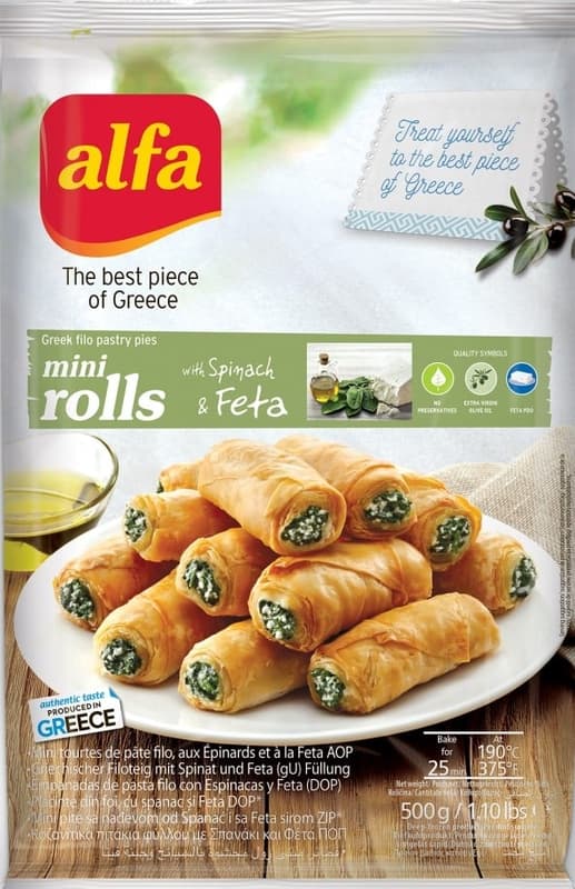Alfa Mini rolls with spinach and feta