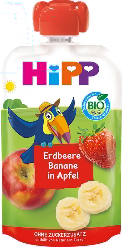 Hipp ECO Piure mar, capsuni, banana