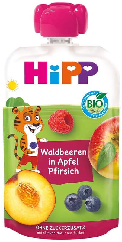Hipp ECO Piure mar, piersica, fructe de padure
