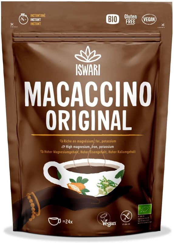 Iswari ECO Bautura instant energizanta vegana Macaccino Original Reishi
