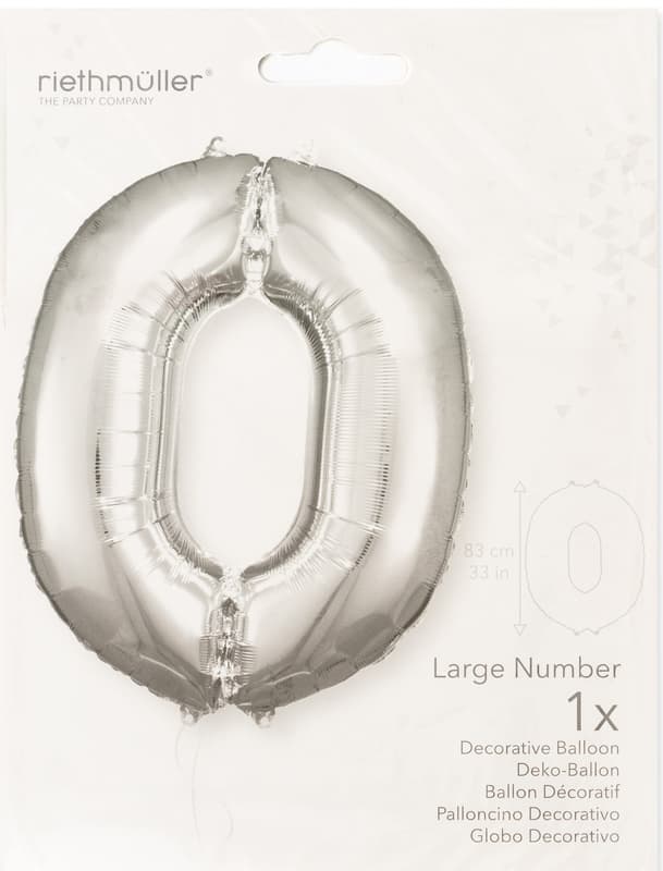 Radar Balon folie cifra 0 argintiu