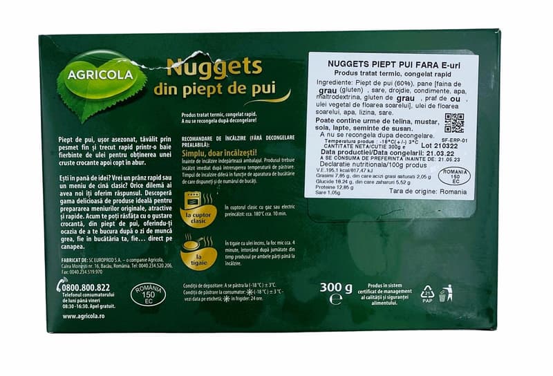 Agricola Nuggets din piept de pui fara E-uri