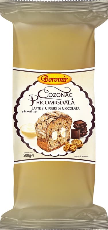 Boromir Cozonac Pricomigdala cu cipsuri de ciocolata si crema de lapte