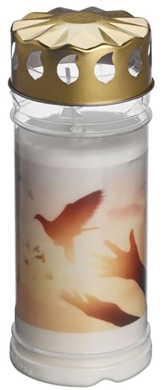 Bolsius Candela din plastic cu capac porumbel (~120h)