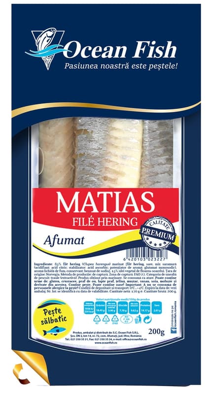 Ocean Fish Hering salbatic file afumat 'Matias'