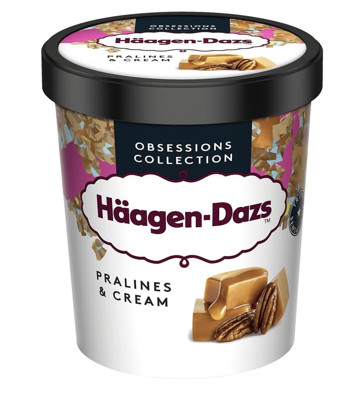 Haagen Dazs Ice cream chocolate collection 4x95 ml Haagen Dazs Ice cream vanilla caramel Vanilla ice cream with caramel sauce and caramelized pecans