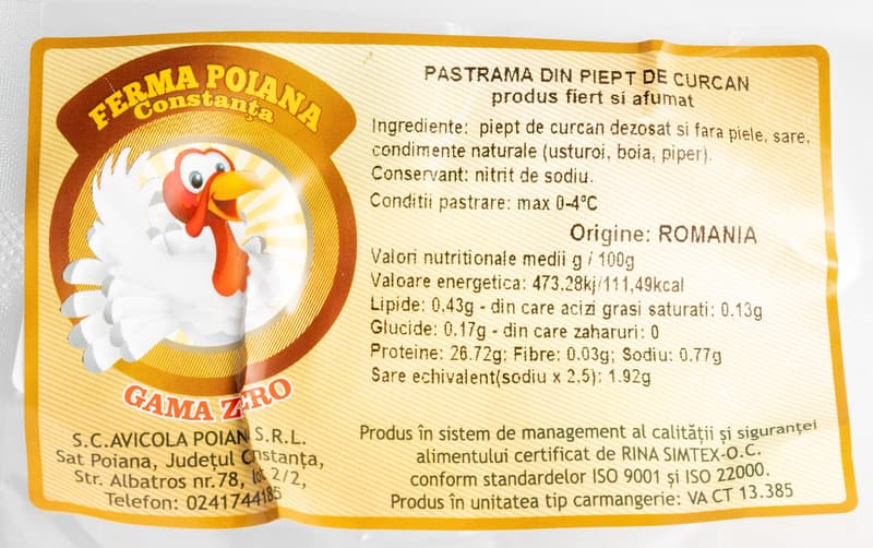 Ferma  Poiana Pastrama din piept de curcan