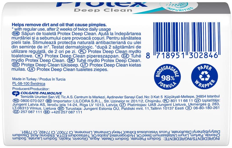 Protex Deep Clean Solid Soap, with Natural Antibacterial Ingredient