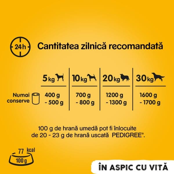 Pedigree Hrana umeda pentru caini adulti cu bucati de vita in jeleu