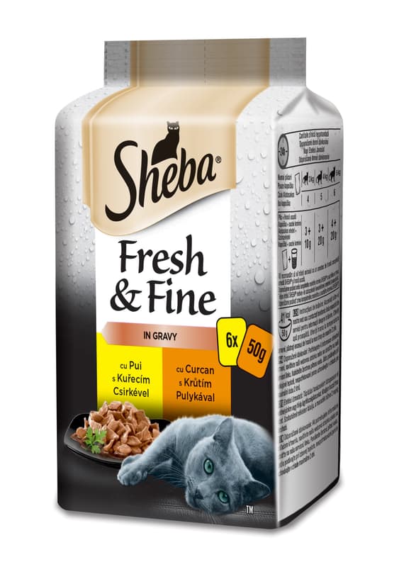Sheba Fresh&Fine hrana umeda pentru pisici adulte, pui, curcan si rata 6x50g