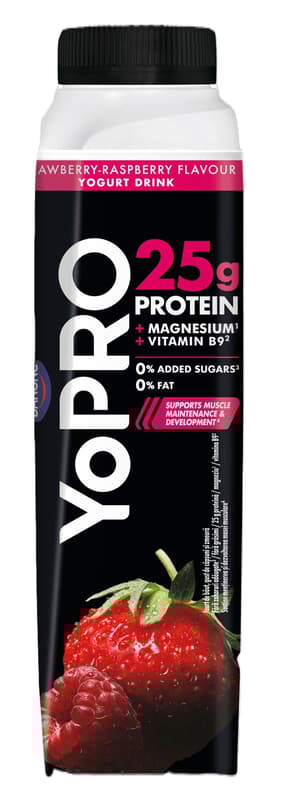 YoPRO Protein Yogurt Drink with Strawberries and Raspberries