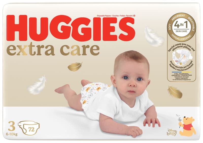 Huggies Extra Care Diapers Size 3, Mega, 6-10 kg