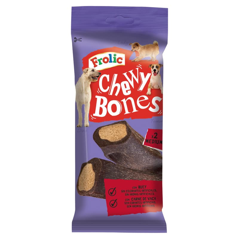 Frolic Chewy Bones Rewards for adult dogs, with beef 2x70g