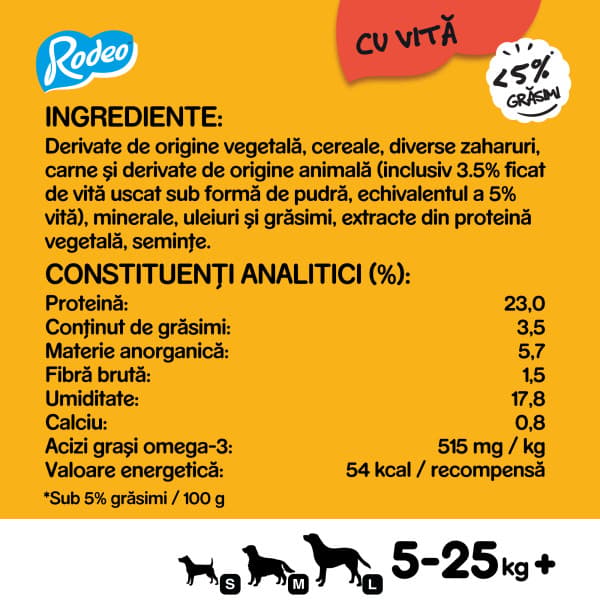 Pedigree Rodeo Recompense pentru caini, cu vita