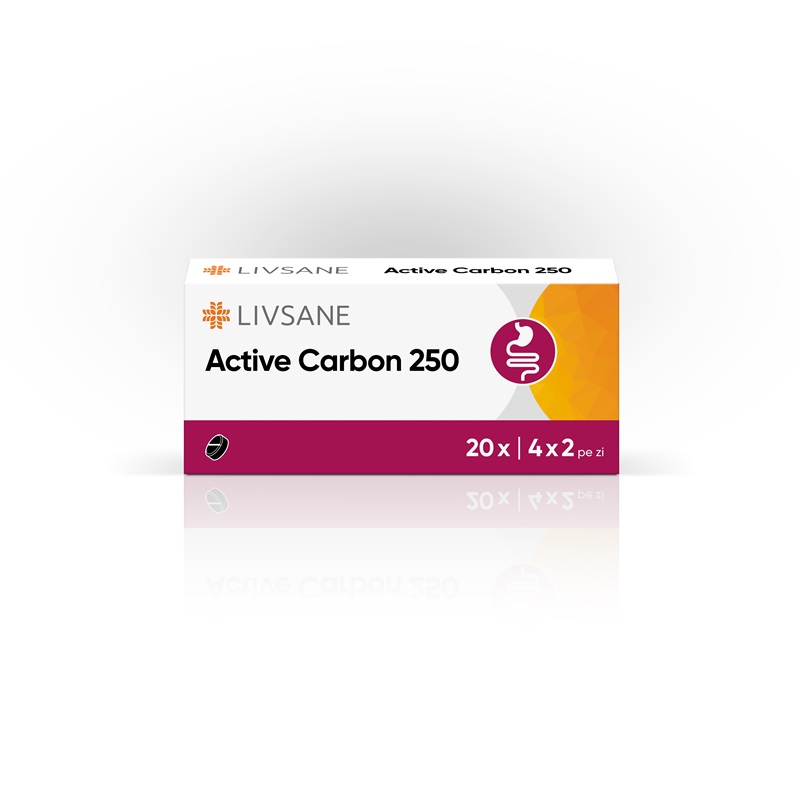 LIVSANE ACTIVE CARBON 250MG 20 DE TABLETE