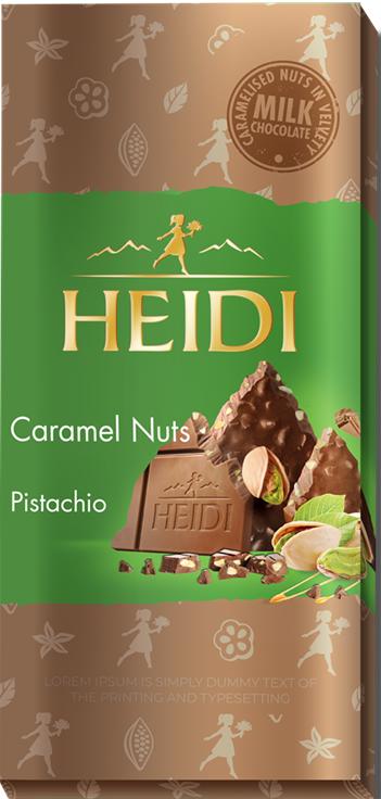 Heidi Caramel Nuts Pistachio Ciocolata cu lapte si fistic caramelizat