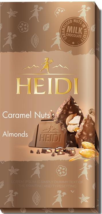 Heidi Caramel Nuts Almonds Ciocolata cu lapte si migdale caramelizate