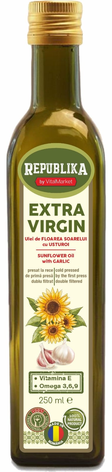 Republika Ulei extravirgin floarea soarelui cu usturoi presat la