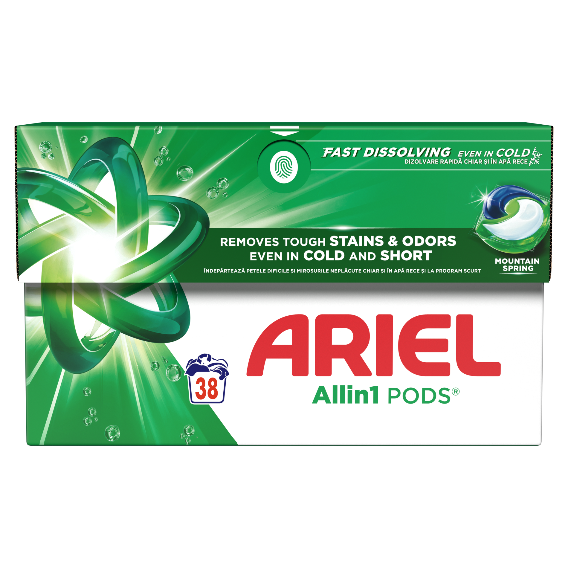 Ariel Alpine Detergent capsule pentru rufe, 38 spalari