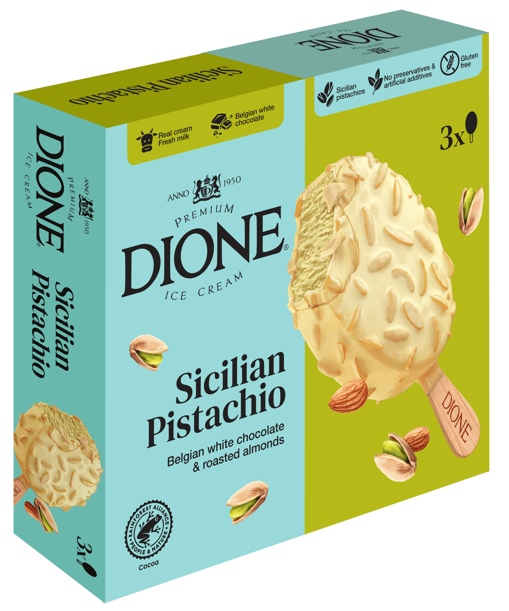 Dione Inghetata de vanilie cu caramel si bucati de biscuiti. Cu