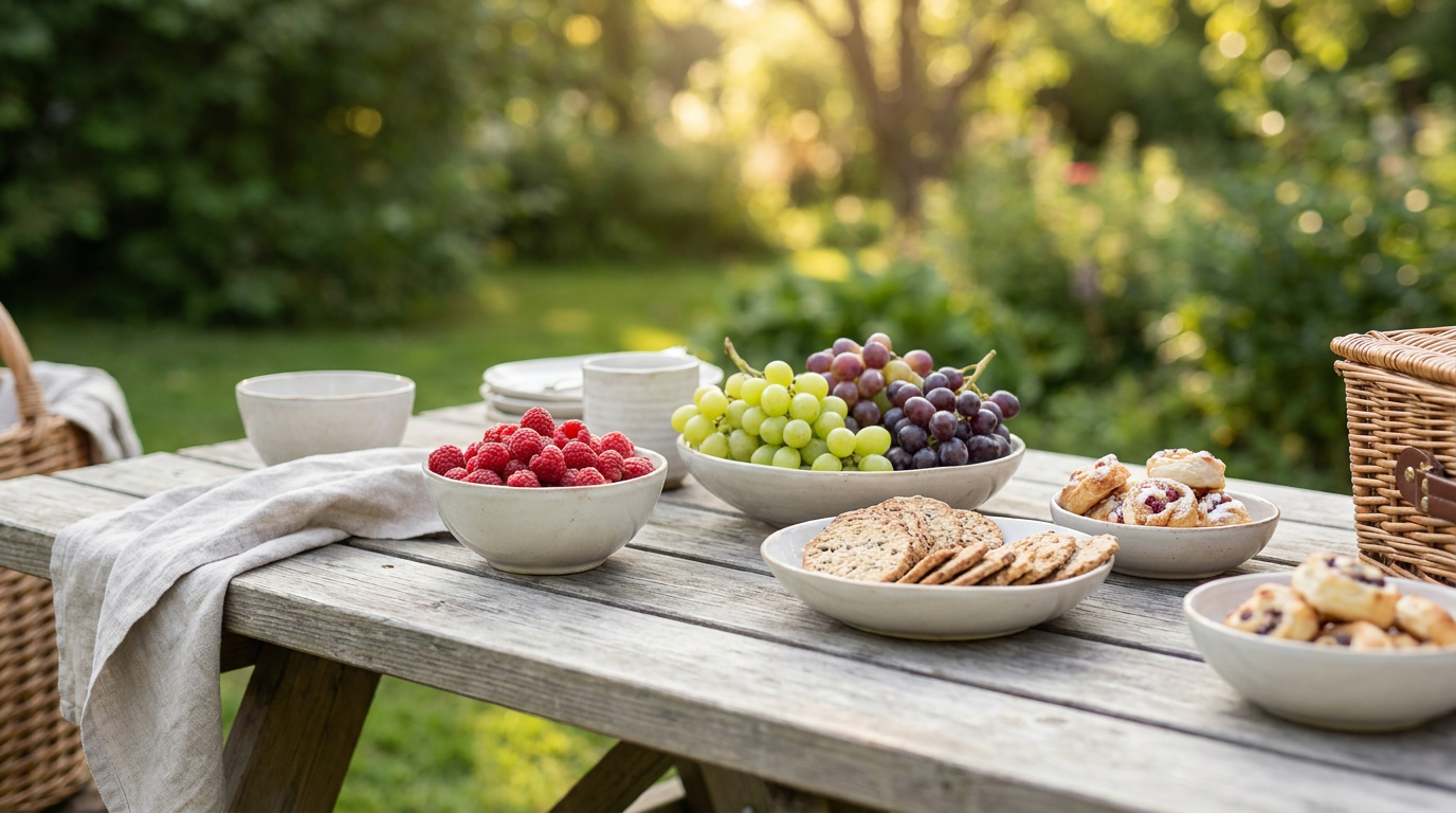 Fresh berries and grapes for a picnic