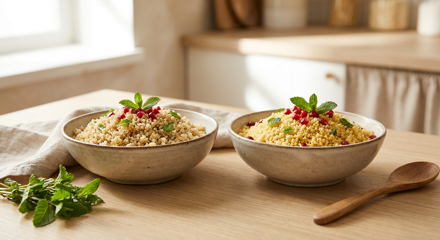 Boluri cu quinoa și cușcuș gătite